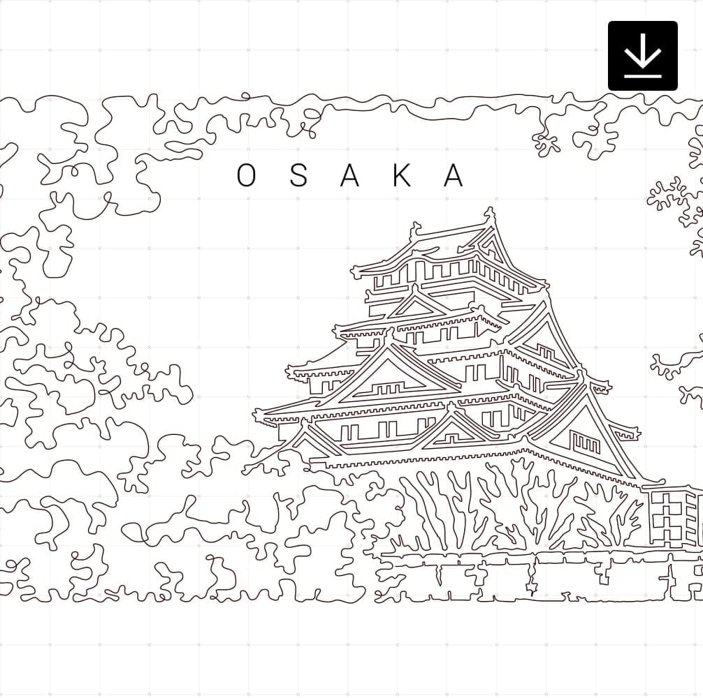 Osaka Japan Skyline SVG - Download