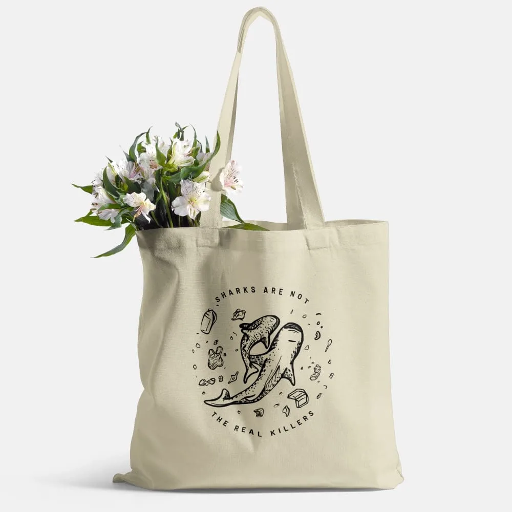 Shark Tote Bag with Whale Shark Family - Oyster - Main