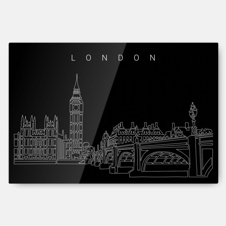 London Line Art Metal Print Wall Art - Main - Dark