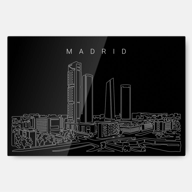 Madrid Skyline Metal Print Wall Art - Main - Dark