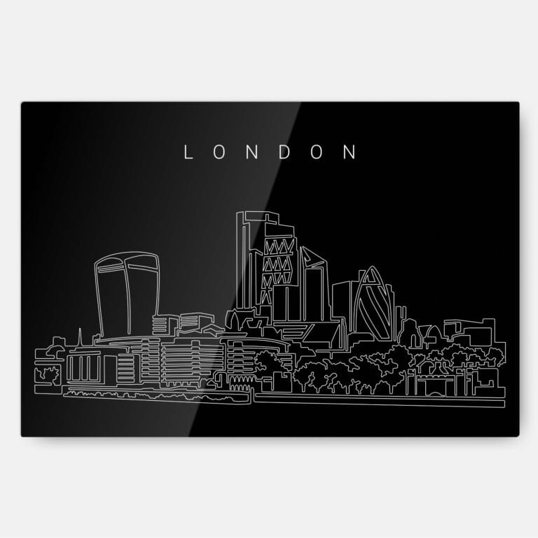 London Skyline Metal Print Wall Art - Main - Dark