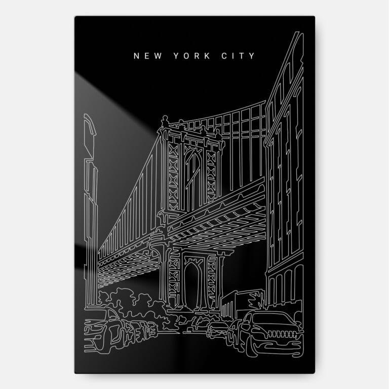 NYC Manhattan Bridge Metal Print Wall Art - Main - Portrait - Dark