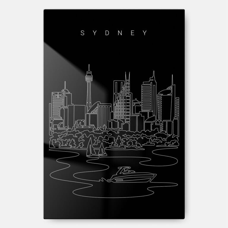 Sydney Skyline Metal Print Wall Art - Main - Portrait - Dark