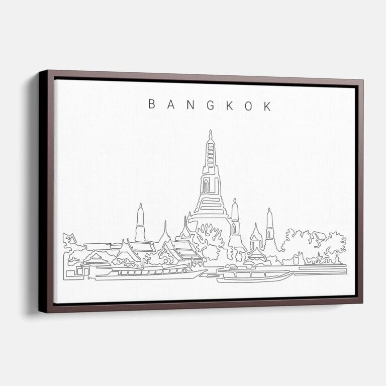 Framed Bangkok Wat Arun Canvas Print Main Light