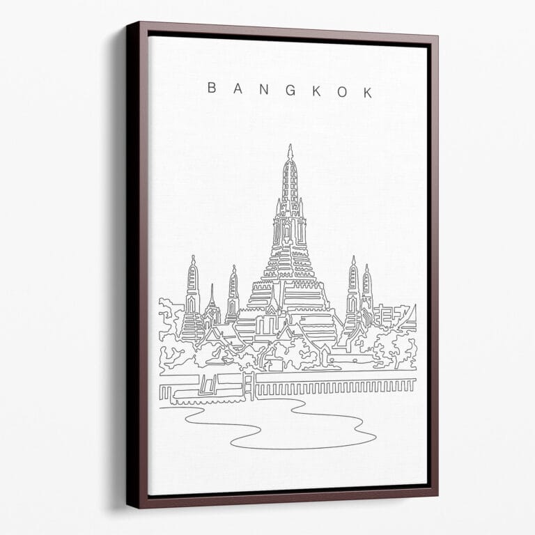 Framed Bangkok Wat Arun Canvas Print Portrait Main Light