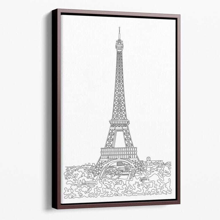 Framed Paris Eiffel Tower Canvas Print Portrait Main Light