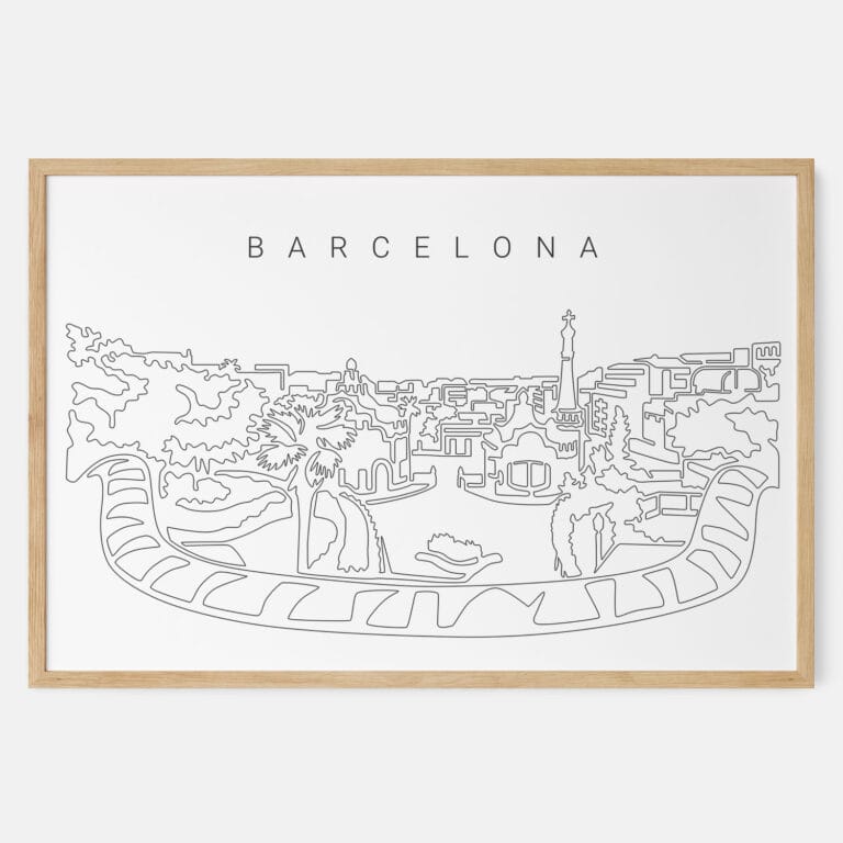 Framed Barcelona Park Guell Art print Landscape Main