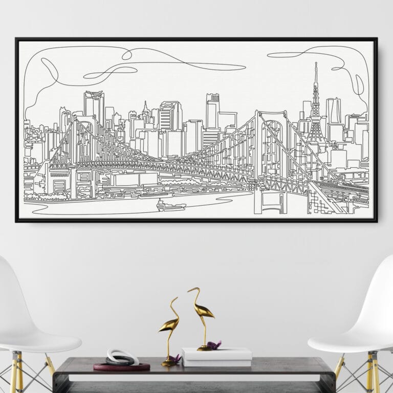 Framed Tokyo Skyline Canvas Wall Art - Panorama - Main - Light