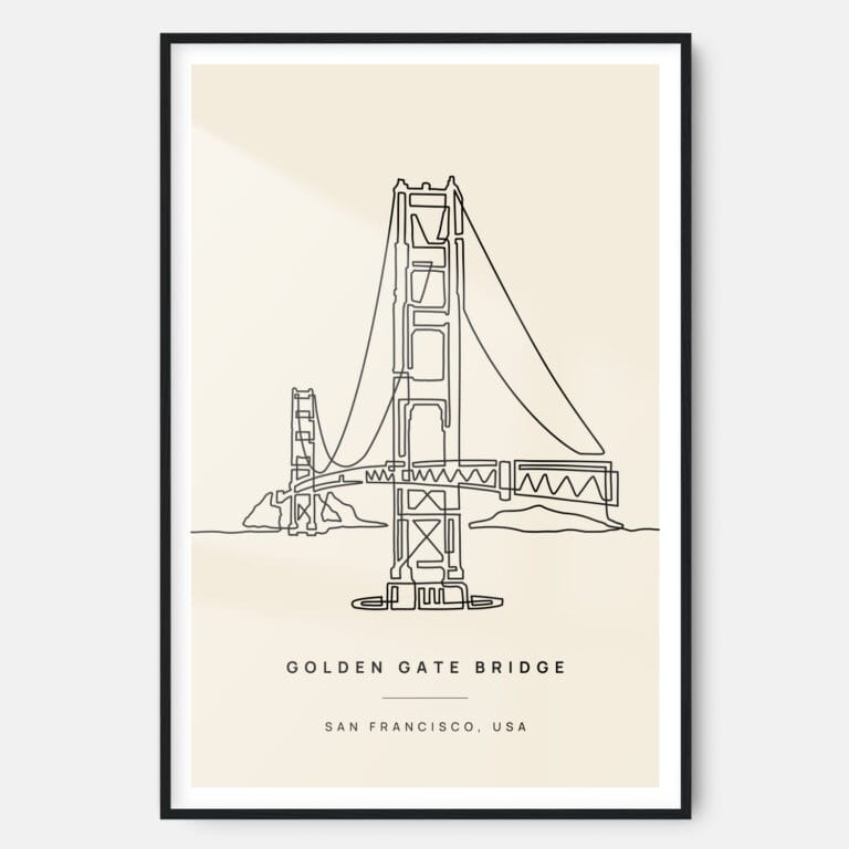 Golden Gate Bridge Landmark Art Print - Main - Black Frame