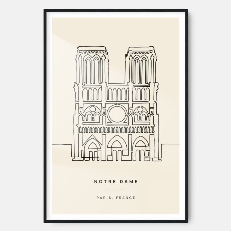 Notre Dame Landmark Art Print - Main - Black Frame