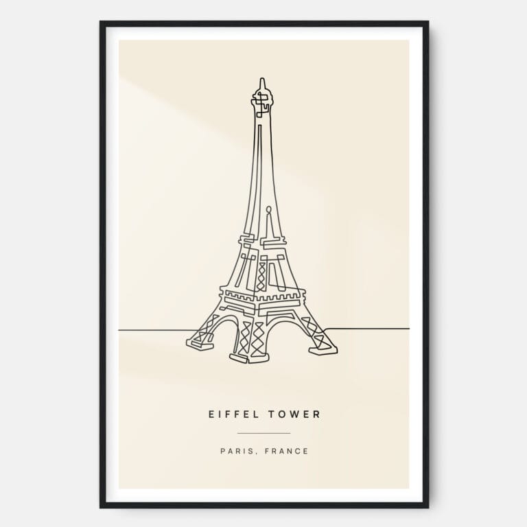 Paris Eiffel Tower Landmark Art Print - Main - Black Frame