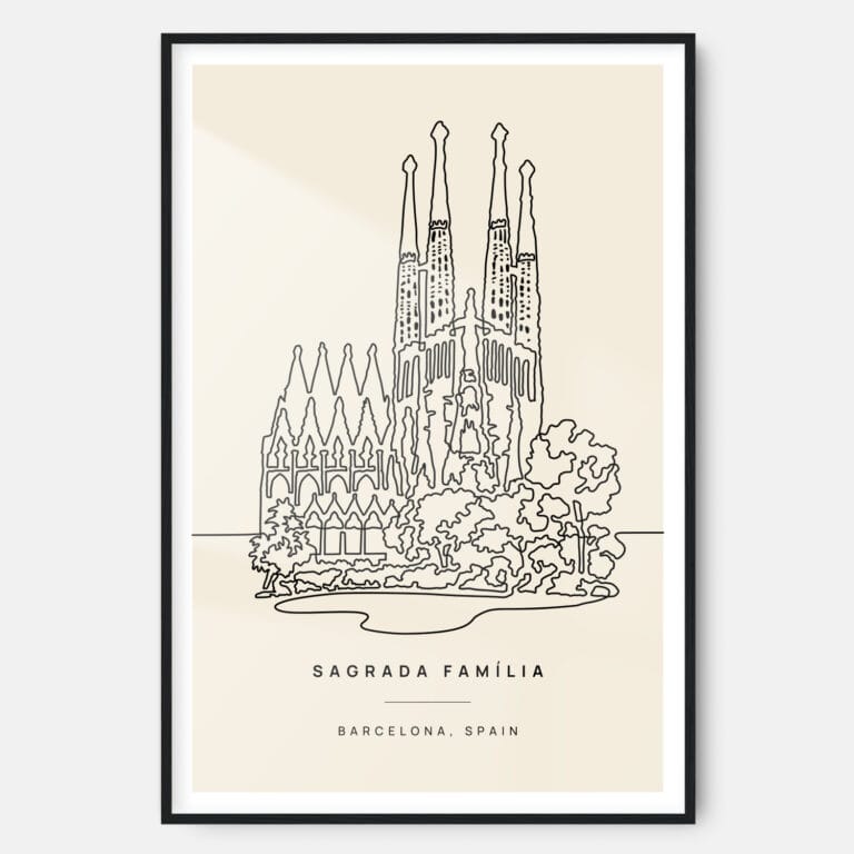 Sagrada Família Landmark Art Print - Main - Black Frame