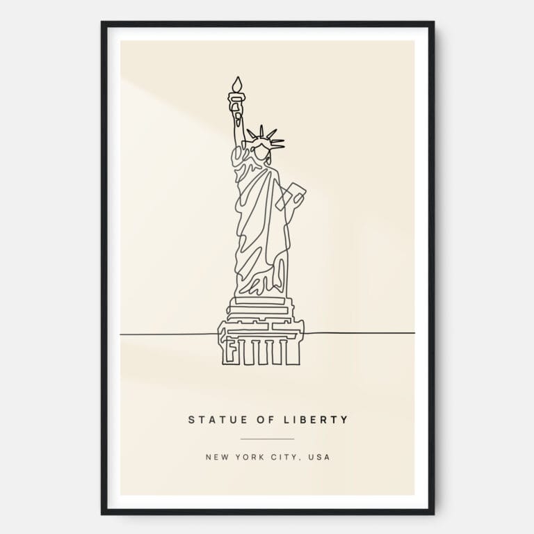 Statue of Liberty Landmark Art Print - Main - Black Frame