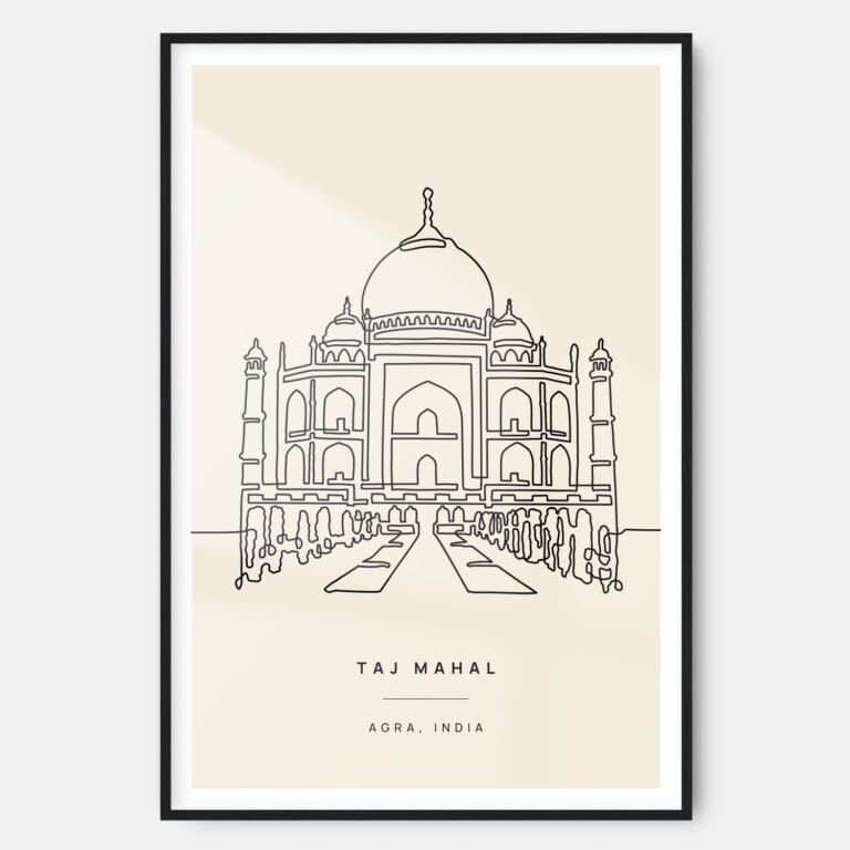 Taj Mahal Landmark Art Print - Main - Black Frame