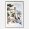 Amalfi Coast Watercolor Art Print - Main - Wood Frame