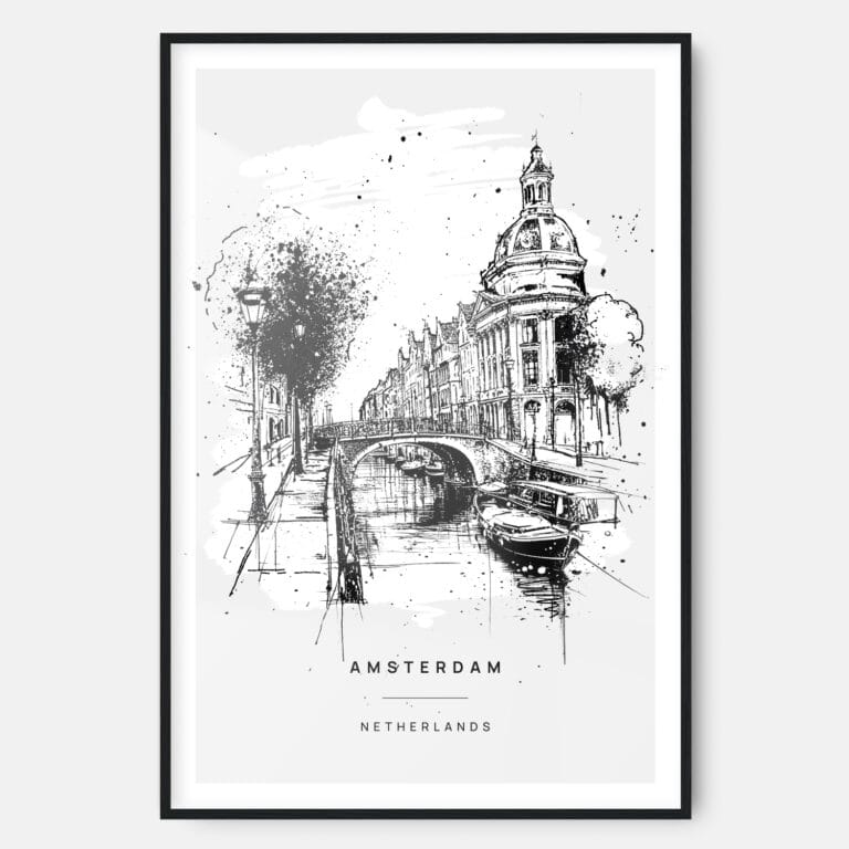 Amsterdam Grachtengordel Art Print - Main - Black Frame - Portrait