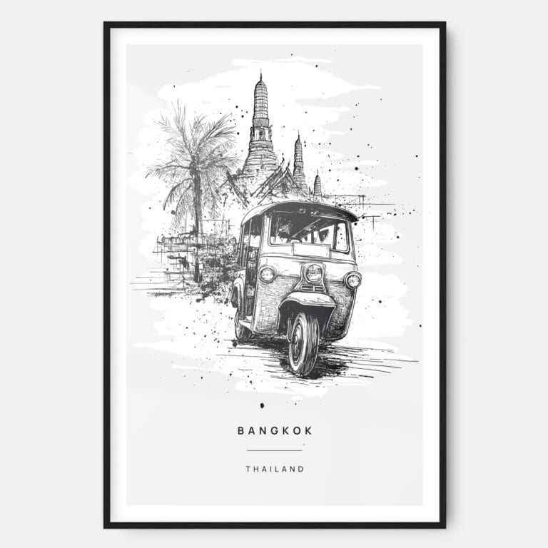 Bangkok Thailand Tuk tuk Art Print - Main - Black Frame - Portrait