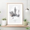 Big Ben Clock Tower Sketch Art Print - Kitchen Wall Art - Portrait