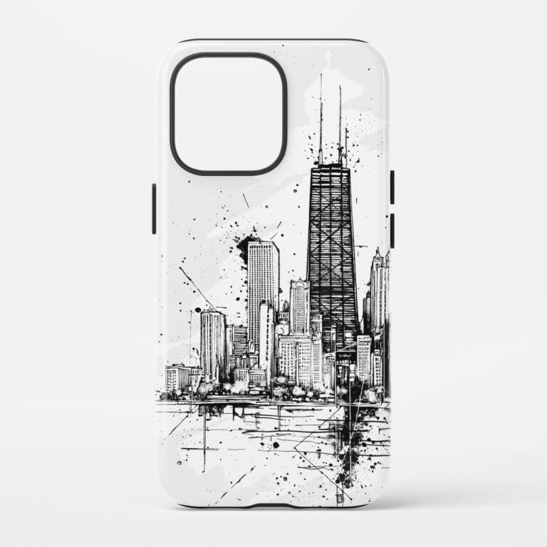 Chicago Skyline Line Art Phone Case - Tough Case - Blank