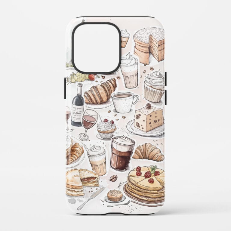 Cute French themed Phone Case with French Food- Main