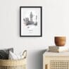 Framed Big Ben Clock Tower Sketch Wall Art - Hallway - Portrait