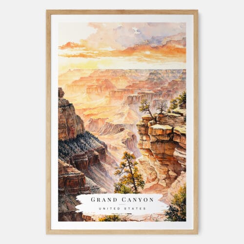 Grand Canyon Watercolor Art Print - Main - Wood Frame