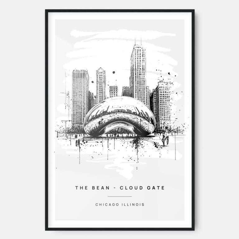 The Bean Chicago Cloud Gate Art Print - Main - Black Frame - Portrait