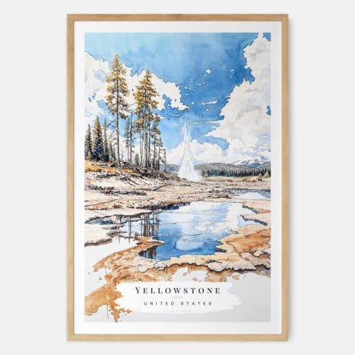 Yellowstone Geyser Watercolor