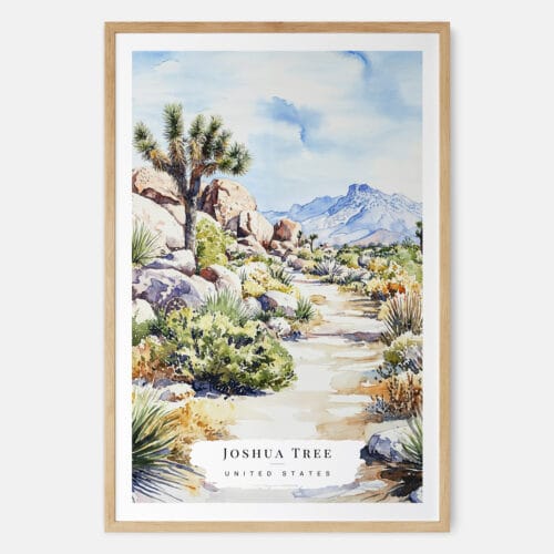 Joshua Tree Watercolor Art Print - Main - Wood Frame