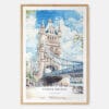 London Tower Bridge Watercolor Art Print - Main - Wood Frame