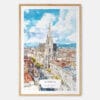 Vienna Watercolor Art Print - Main - Wood Frame