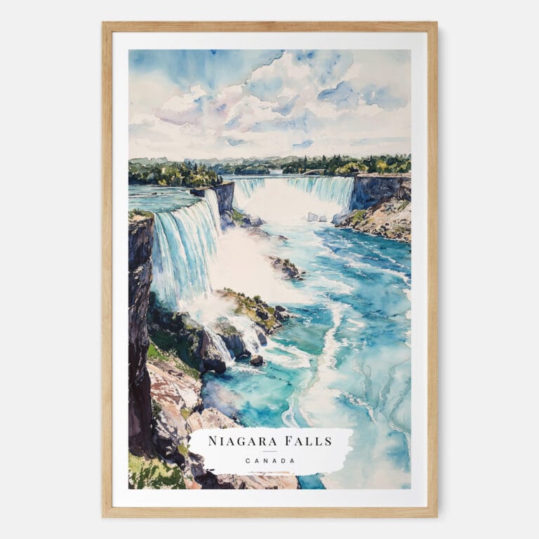 Niagara Falls Watercolor Art Print - Main - Wood Frame