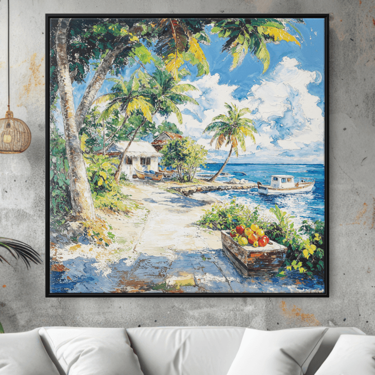 Framed Caribbean Canvas Wall Art - Square - Main