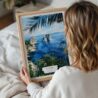 05 - Woman Holding Framed Capri Italy Watercolor Wall Art - Portrait.jpg